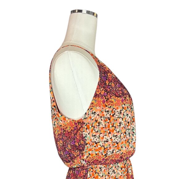 Floral Sleeveless Mini Dress Large Boho Halter Neck Sundress Festival Garden - Picture 11 of 16